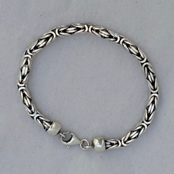 Milor Other - Vtg Milor Italy 925 Sterling 5mm Link Byzantine Squared Bracelet 8" Heavy Thick